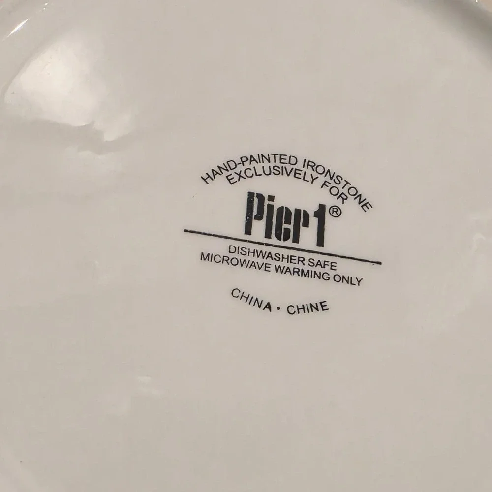 Pier 1 Hand Painted Plates (4), Sunburst Ironstone Dinnerware, Wall Home Decor